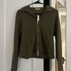BRAND NEW madewell ribbed zip-front tee